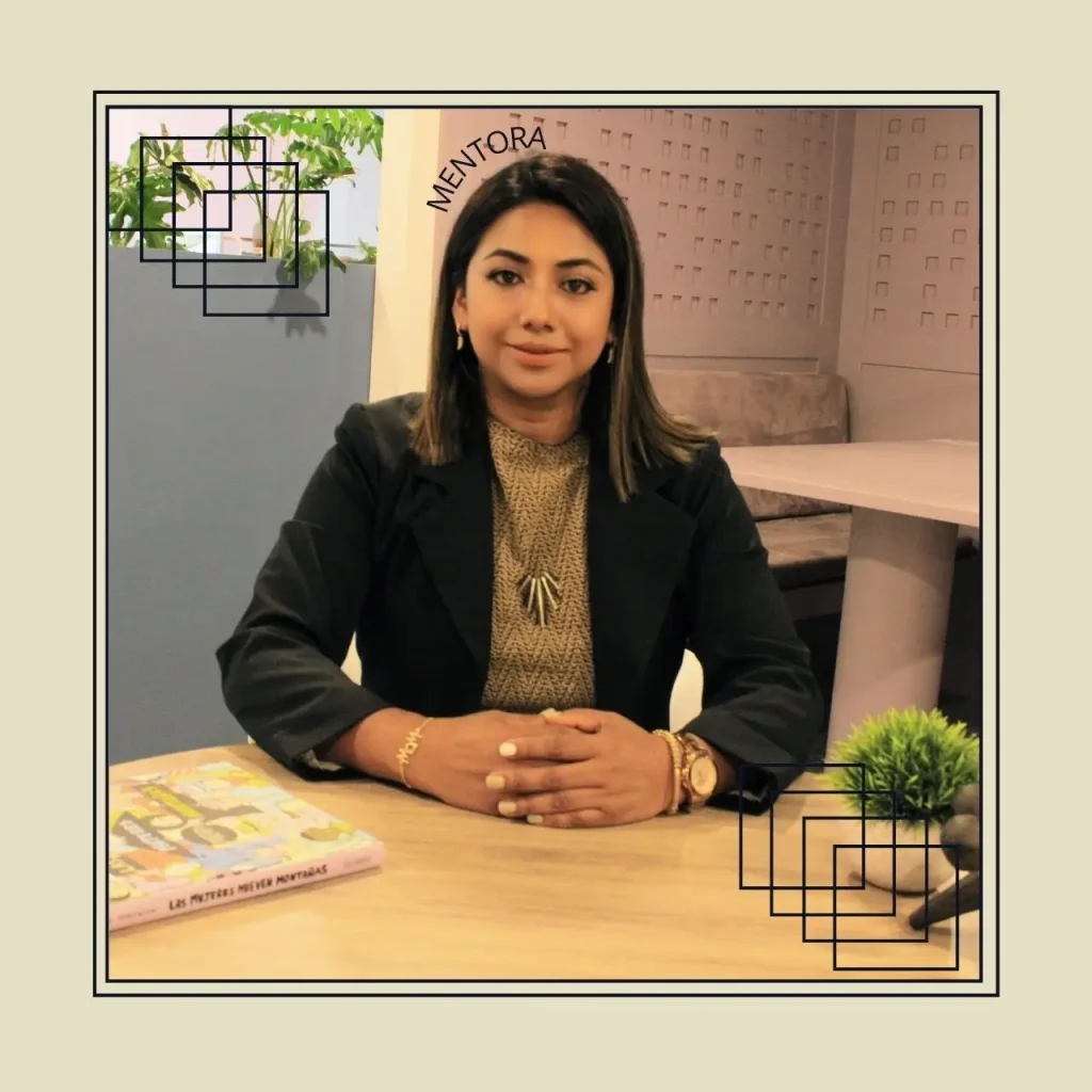 Perfil de Margie destacando logros como ganadora del Hackathon PYMES Mujeres Exportadoras APAC 2023, mentora en Laboratoria, autora en Voces Emprendedoras CREA, y participante en medios como TV UNAM y Cadena Rasa. También se menciona su rol como mamá, esposa y amante del basketball.